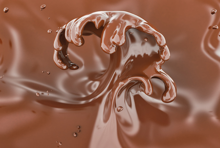 Splash chocolate isolated 3d renderingの写真素材
