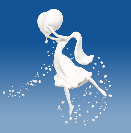 Splash milk and girl abstract background isolated 3d renderingの写真素材