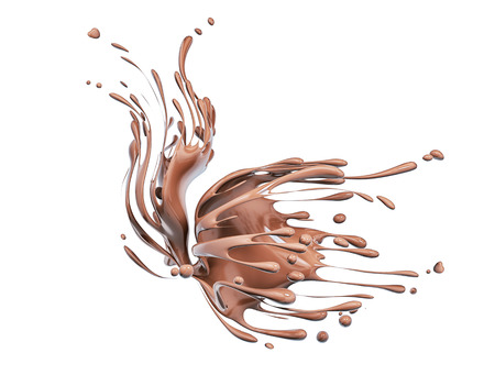  Butterfly made of splashing chocolate abstract background, isolated 3d renderingの写真素材
