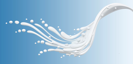 Splash of milk over blue background, isolated 3d renderingの写真素材