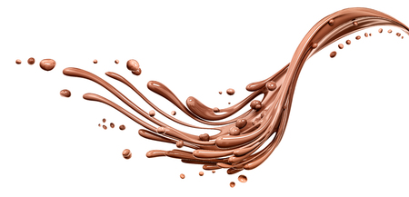 Splashing chocolate abstract background, isolated 3d rendering の写真素材