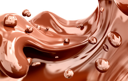Splashing chocolate abstract background, isolated 3d renderingの写真素材