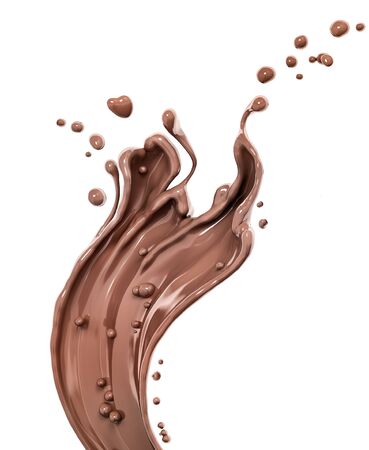 Splash of chocolate abstract background, isolated 3d renderingの写真素材