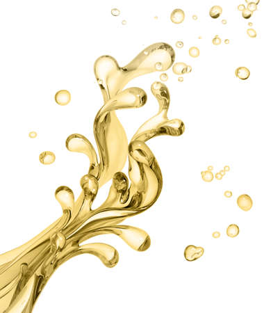 Gold splash of liquid, splash oil illustration, abstract swirl background, isolated 3d renderingの写真素材