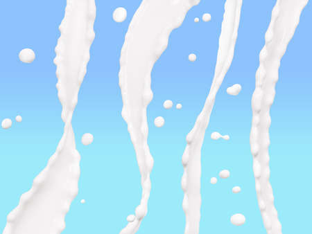 Pouring milk or yogurt, splash or wave, abstract flowing liquid swirl background, isolated, 3d renderingの写真素材