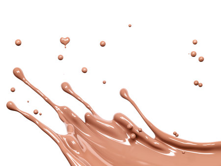 Chocolate wave or flow splash, pouring hot melted milk chocolate sauce or syrup, cocoa drink or cream, abstract dessert background, choco splash, drink dessert, isolated, 3d renderingの写真素材