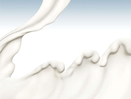 Milk or yogurt splash on blue background, food illustration, 3d renderingの写真素材