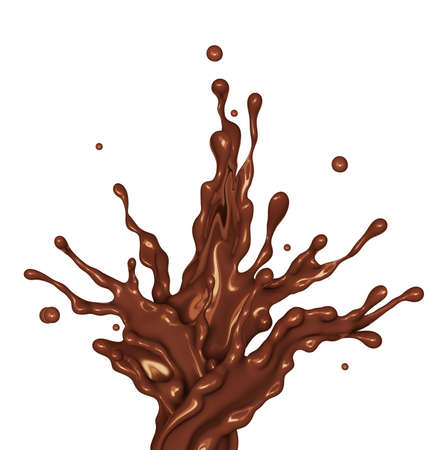 Splash of hot chocolate, sauce or syrup, cocoa drink or choco cream, melted chocolate wave, abstract background dessert, illustration food, isolated 3d renderingの写真素材