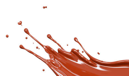 Splash of tomato juice. Vegetable seasoning barbecue sour food realistic. Abstract wave ketchup background, paint, 3d renderingの写真素材