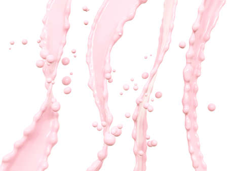 Yogurt stream, splash of pink yogurt, abstract background, 3d rendering illustration for food dairy product ad poster.の写真素材