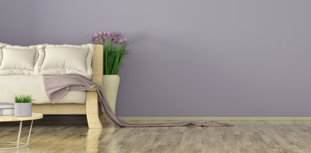 Interior design of modern living room with sofa, coffee table 3d renderingの写真素材