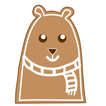 Gingerbread Bear Cookie. Vector illustrationのイラスト素材