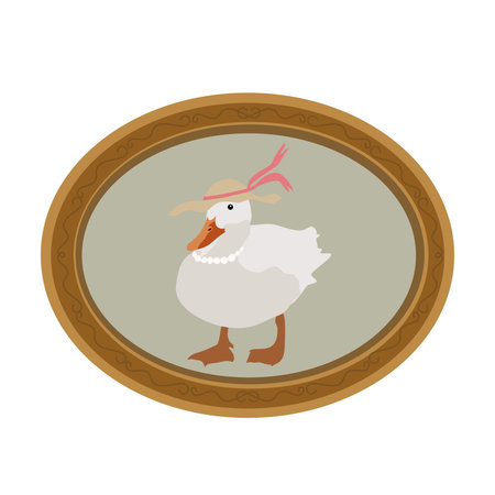 Goose Portrait in Vintage Frame Illustrationのイラスト素材