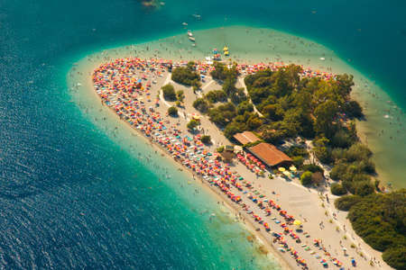 Head-shaped beach in Blue Lagoon of Oludenizの写真素材