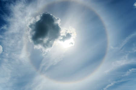 Halo-shaped rainbow in the skyの写真素材