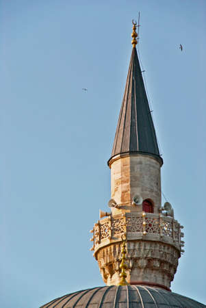 Beautiful Turkish Minaret Close-upの写真素材