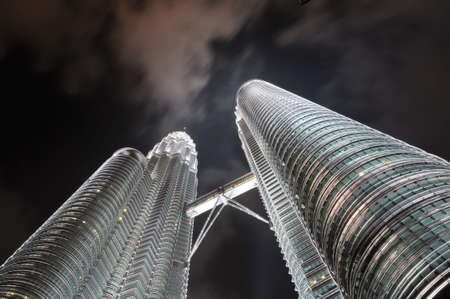 Petronas Towers in KL at nightのeditorial素材