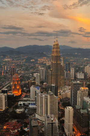 Kuala Lumpur Sunset Scene with Petronas Towersのeditorial素材