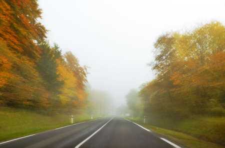 Fast Driving in Fog and low Visibilityの写真素材