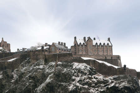 Edinburgh castle in winter snow Scotland, UK.の写真素材