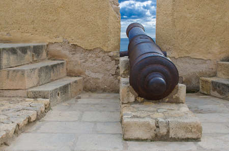 Medieval Cannon in Santa Barbara Castle, Alicanteの写真素材