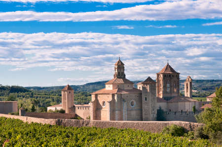 Poblet monastery on summer day, Spainのeditorial素材