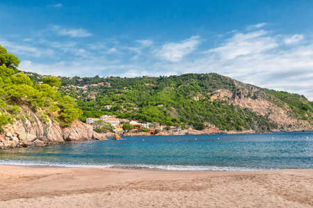 Beach bay near Begur town on Costa Brava shore, Spainの写真素材