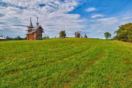 Abstract Grass Field Background on Kizhi Island, Russia