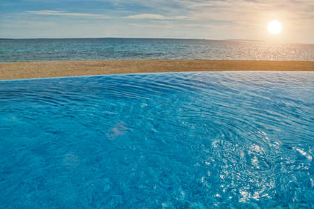 Infinity Pool Abstract View at Sunsetの写真素材