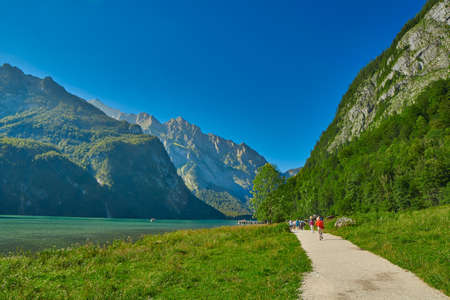 Saletalm Stop of Boat Cruise on Konigsee Lake in German Bavariaのeditorial素材
