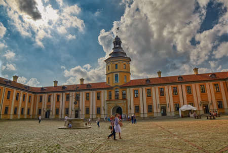 NESVIZH, BELARUS - 28 July 2016: Internal square of Nesvizh Medieval Castle in Belarus