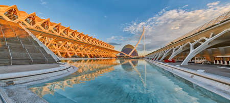 VALENCIA, SPAIN - 7 NOVEMBER 2016: Sunset Panorama of City of Arts & Sciences complex in Valenciaのeditorial素材