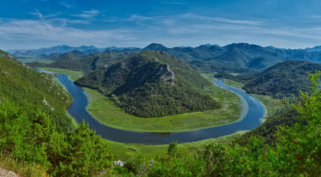 Montenegro Majestic Landscape - Rijeka Crnojevica river bending in Skadar Lake National Parkの写真素材