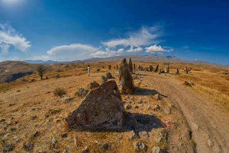Zorats Karer (Carahunge) - Prehistoric Stone Pyramids site in Armenia, also known as Armenian Stonehendgeの写真素材