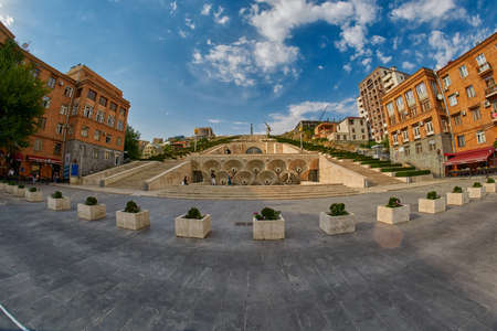 Yerevan, ARMENIA - Famous Cascade Park and Staircase in Erevan, the capital of Armeniaの写真素材