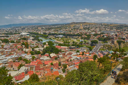 Panoramic View over Tbilisi City Center in the Capital of Georgia country