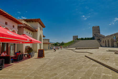 AKHALTSIKHE, GEORGIA - 08 AUGUST 2017: Majestic Rabati Castle Complex under summer sunshine
