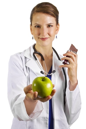 Nutritionist   Young female doctor isolated on a white backgroundの写真素材