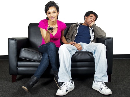 couple watching tvの写真素材