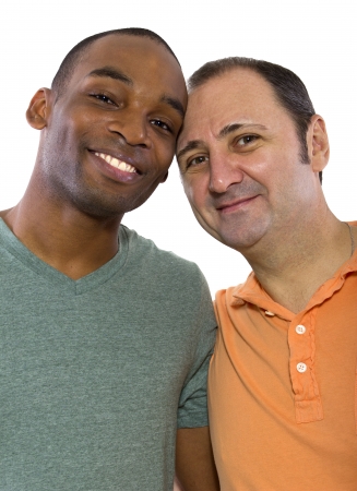 Gay Couple. Older Russian man with younger black male.の写真素材