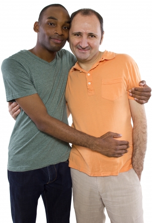 Gay Couple. Older Russian man with younger black male.の写真素材