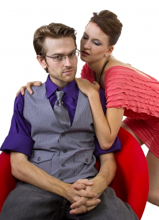 young couple solving relationship problems by reconcilingの写真素材