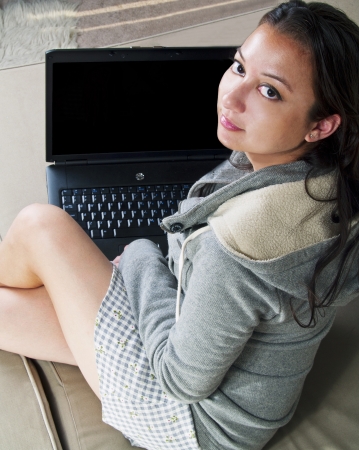 Girl On Laptopの写真素材