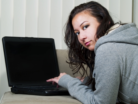 Girl On Laptopの写真素材