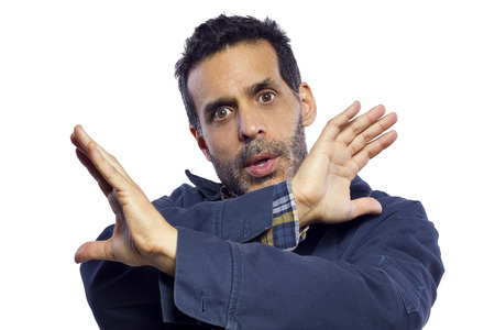 blue collar worker gesturing enough is enough
