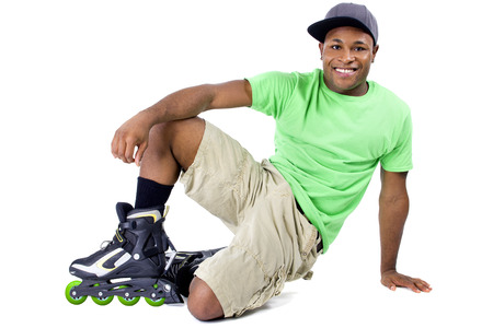 young adult black man posingの写真素材