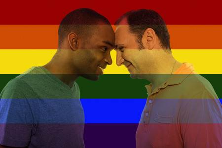 Iconic image style used in social media to celebrate legalization of same-sex marriageの写真素材