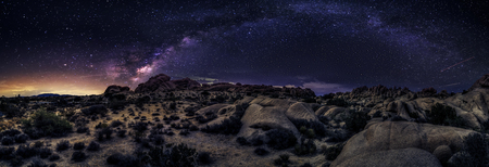 View of the Milky Way Galaxy at the Joshua Tree National Park.  The image is an hdr of astro photography photographed at night.  It depicts science and the divine heaven.の写真素材