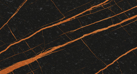 Black marble texture with orange veins. Abstract background and texture for design.の写真素材