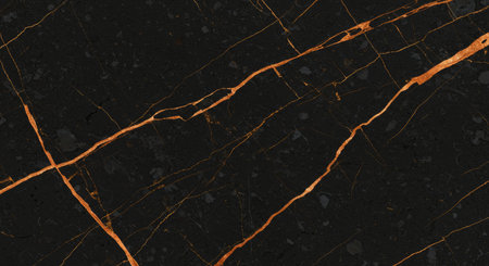 Black marble texture with orange veins. Abstract background and texture for design.の写真素材